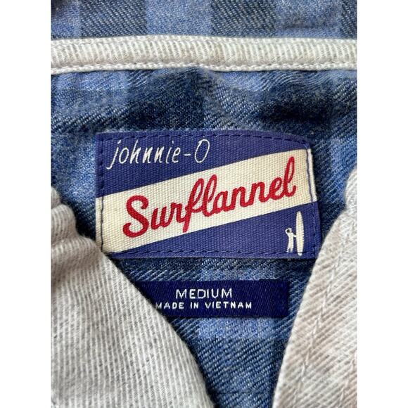 Johnnie O Shirt Mens Medium Gray Button Up Hoodie Surf Flannel Bodhi Beach - Picture 2 of 8